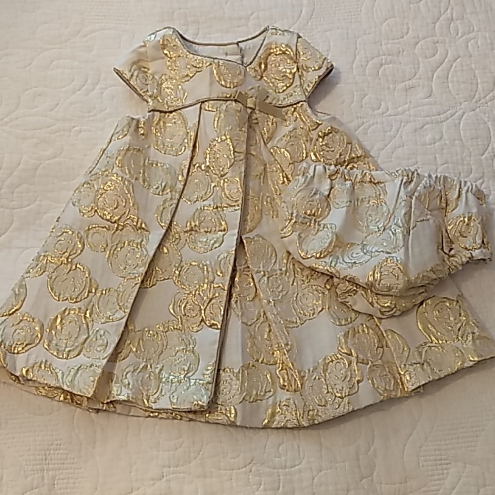 Heirloom's Baby 6-9m Gold Rose Holiday Dress